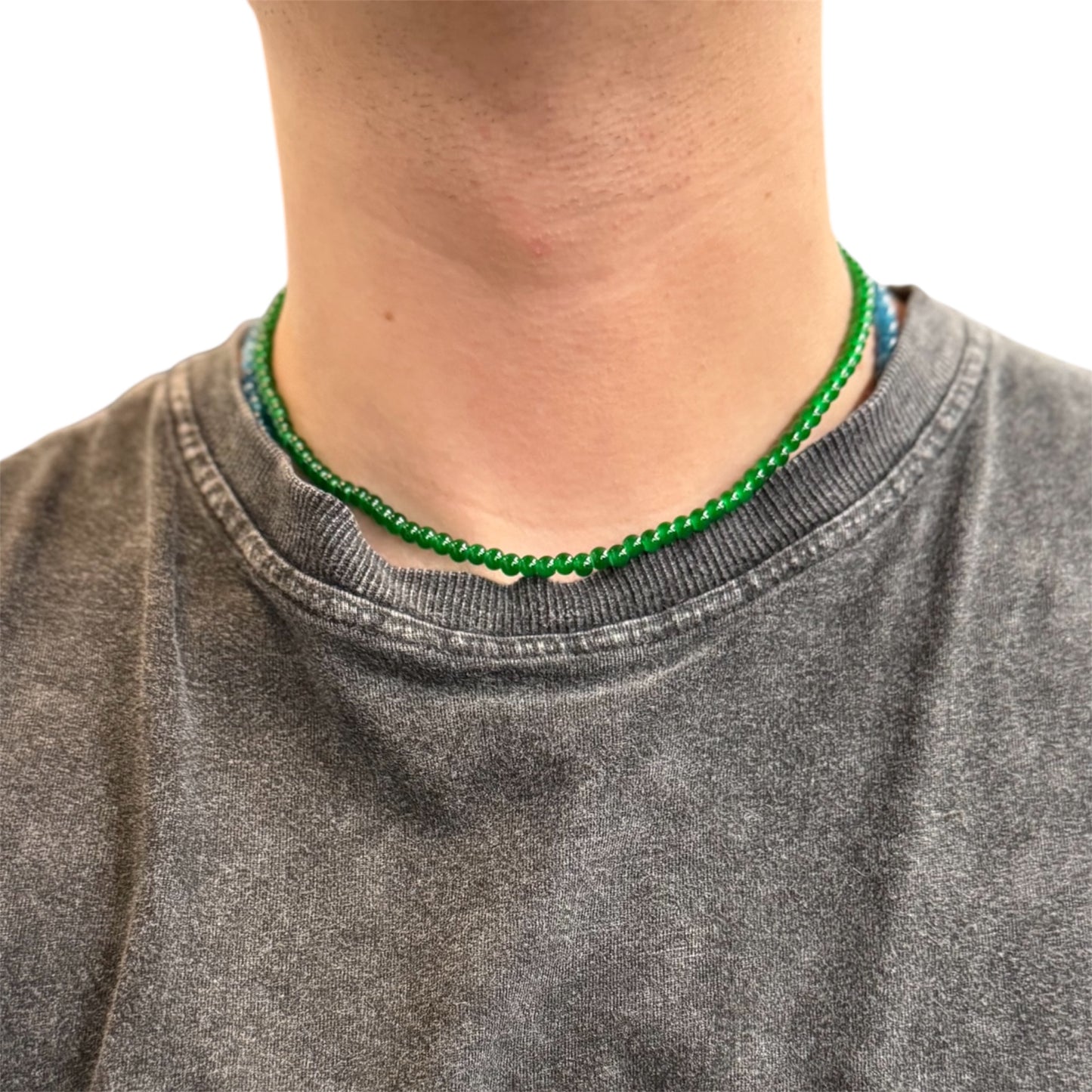 Collana acciaio perline verdi brazil
