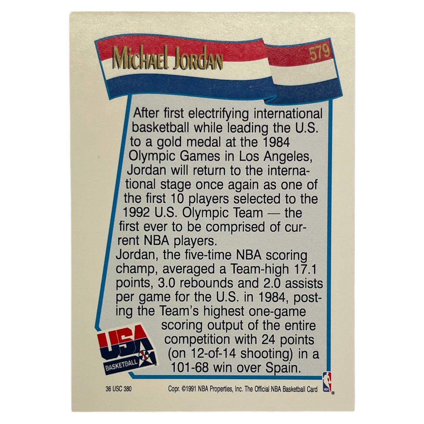 Michael Jordan Dream team Hoops 1991 #579