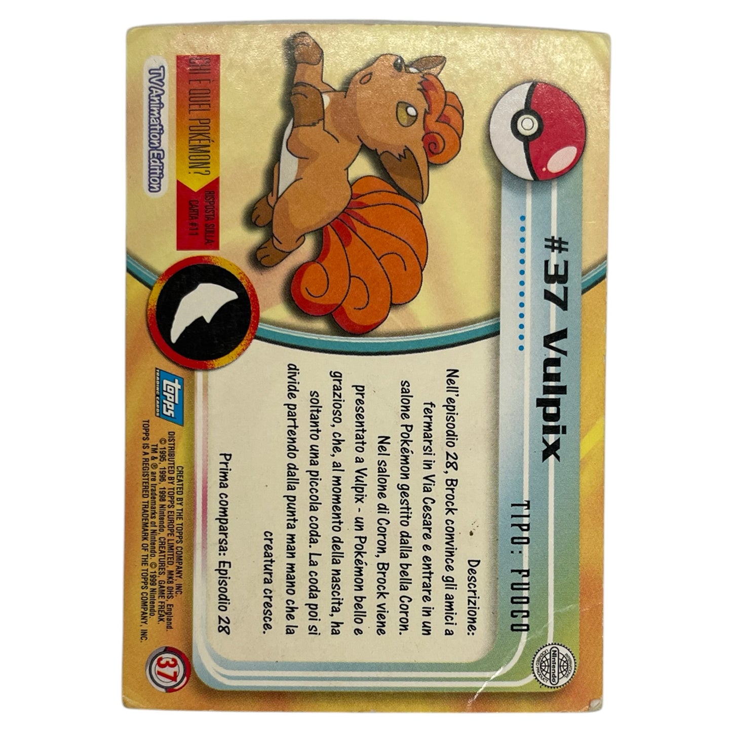 Pokemon Topps 1999 VULPIX holo #37