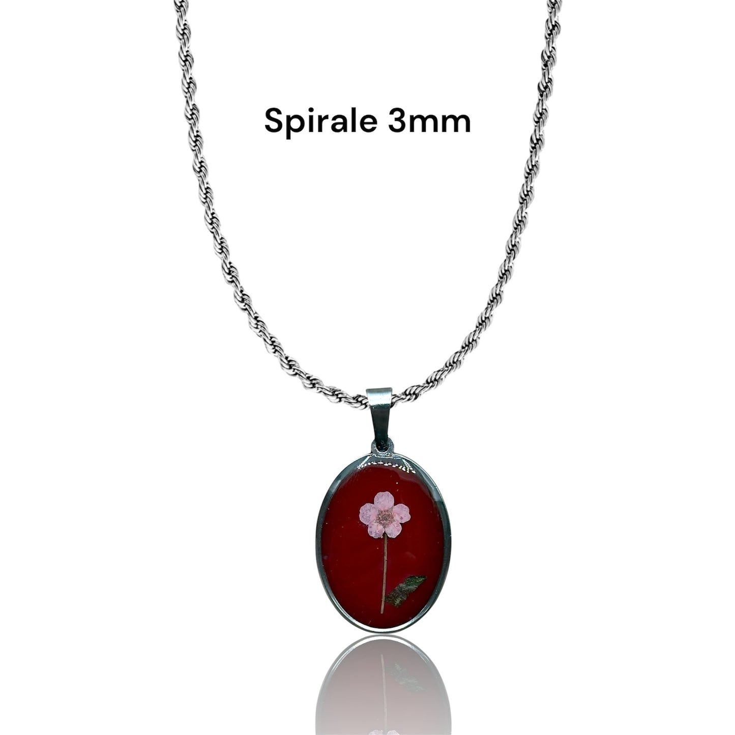 Ciondolo medio round Petals vintage argento rosso