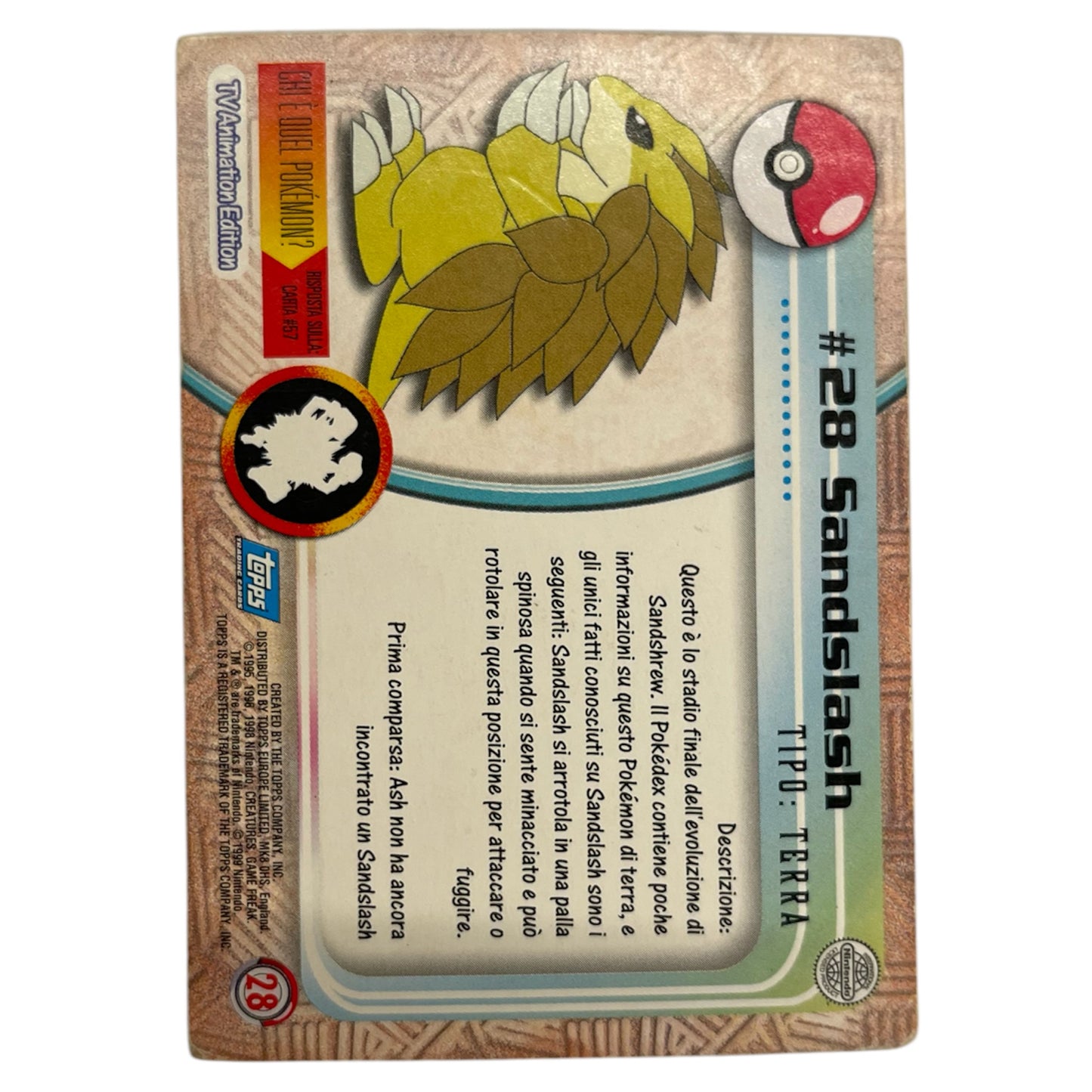 Pokemon Topps 1999 SANDSLASH #28