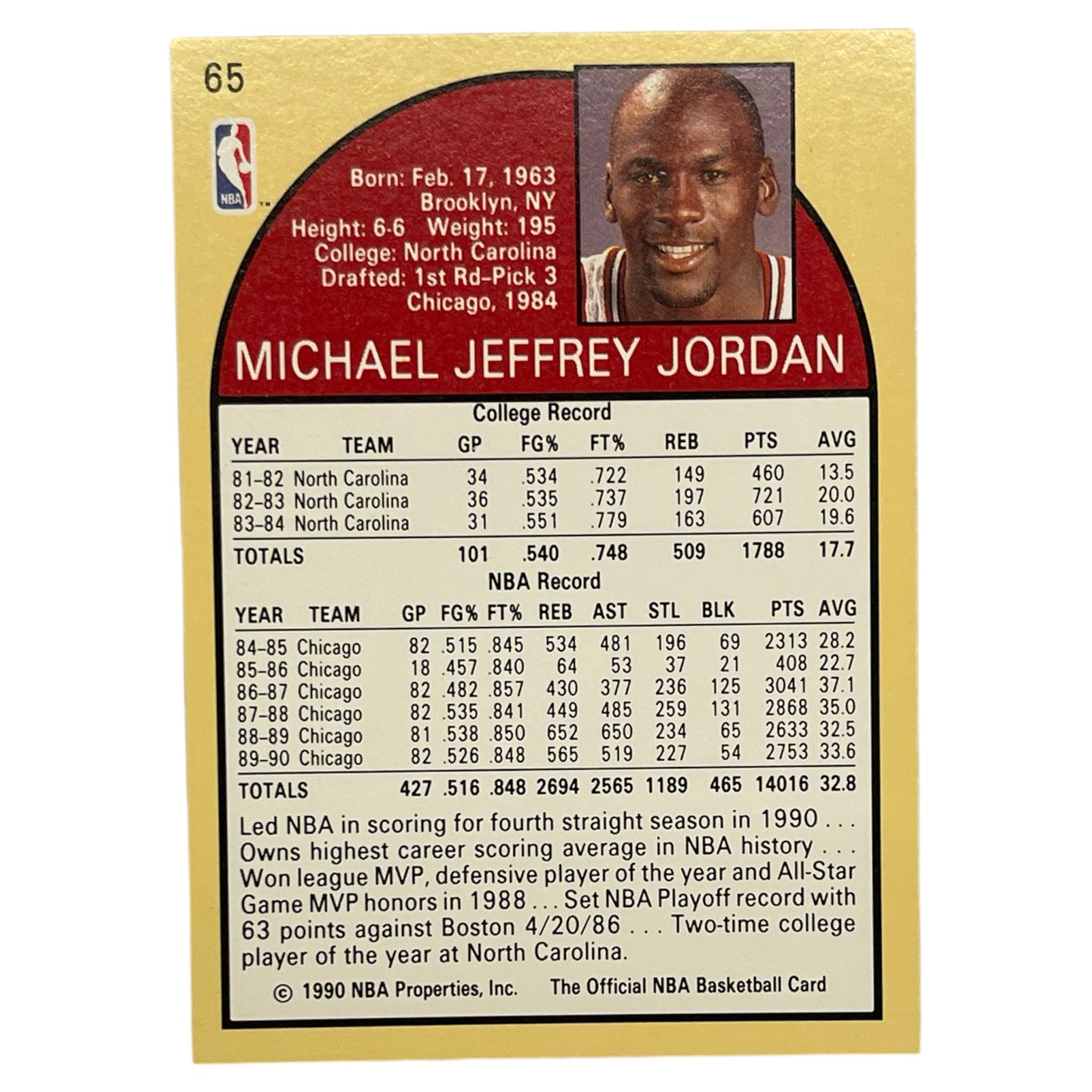 Michael Jordan Chicago Hoops 1990 #65