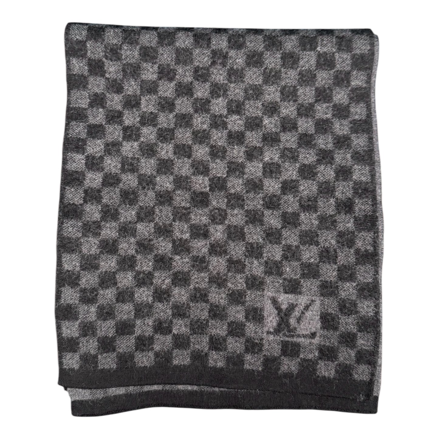 Louis vuitton sciarpa wool lana damier nera/grigia usata