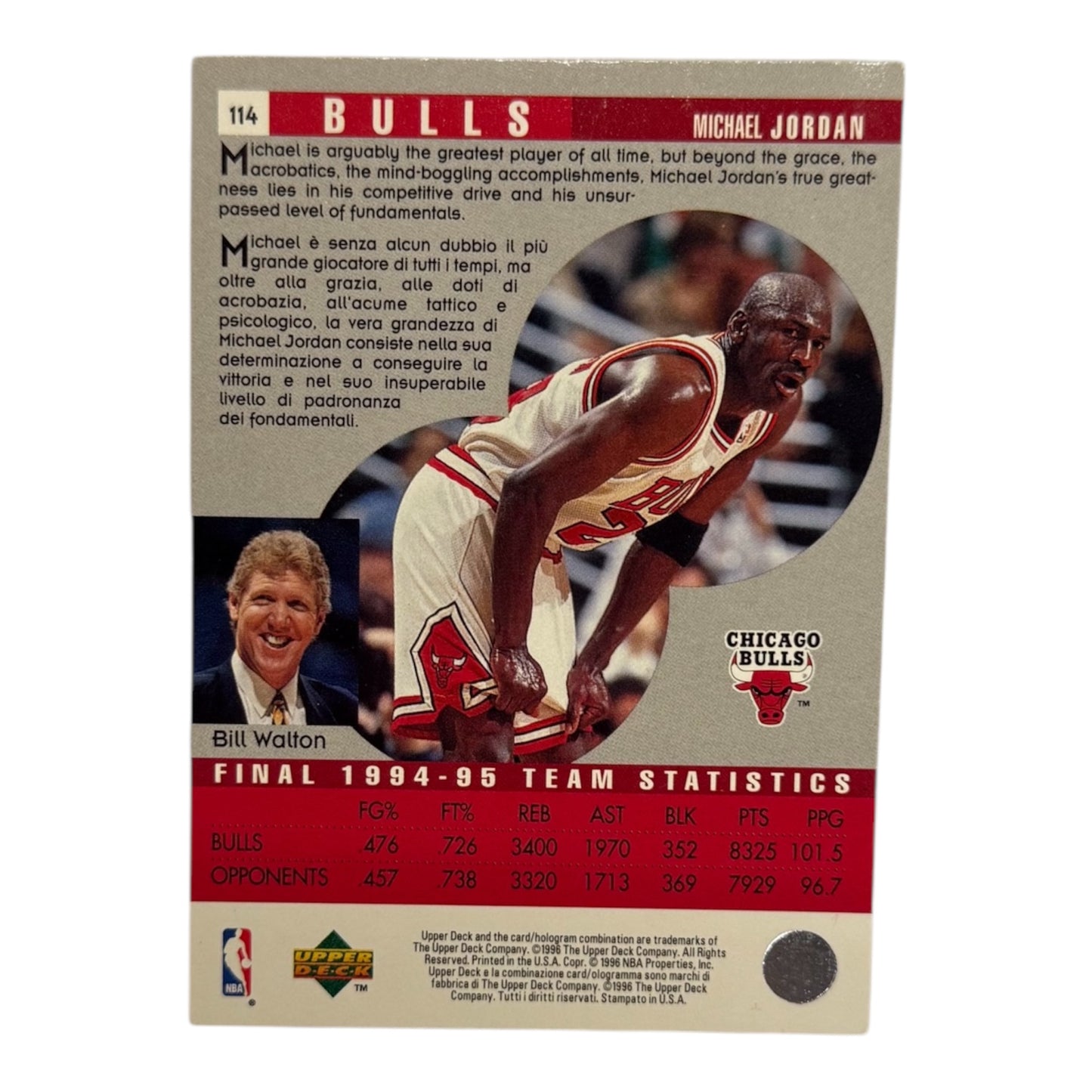 Michael Jordan Scouting Nba Upper deck 1996 #114