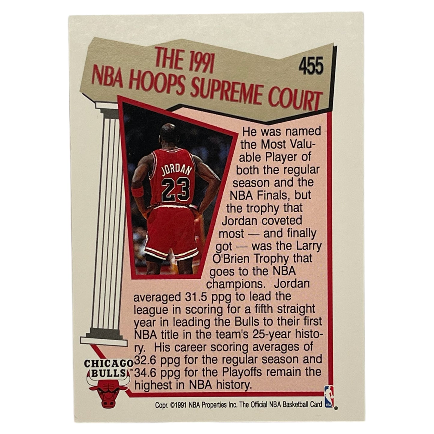 Michael Jordan Supreme court Hoops 1991 #455