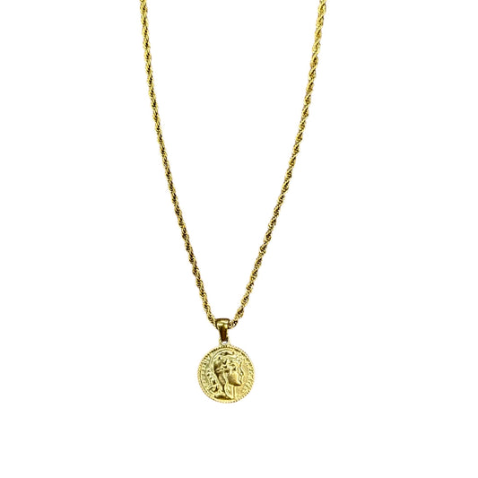 Collana acciaio moneta gold