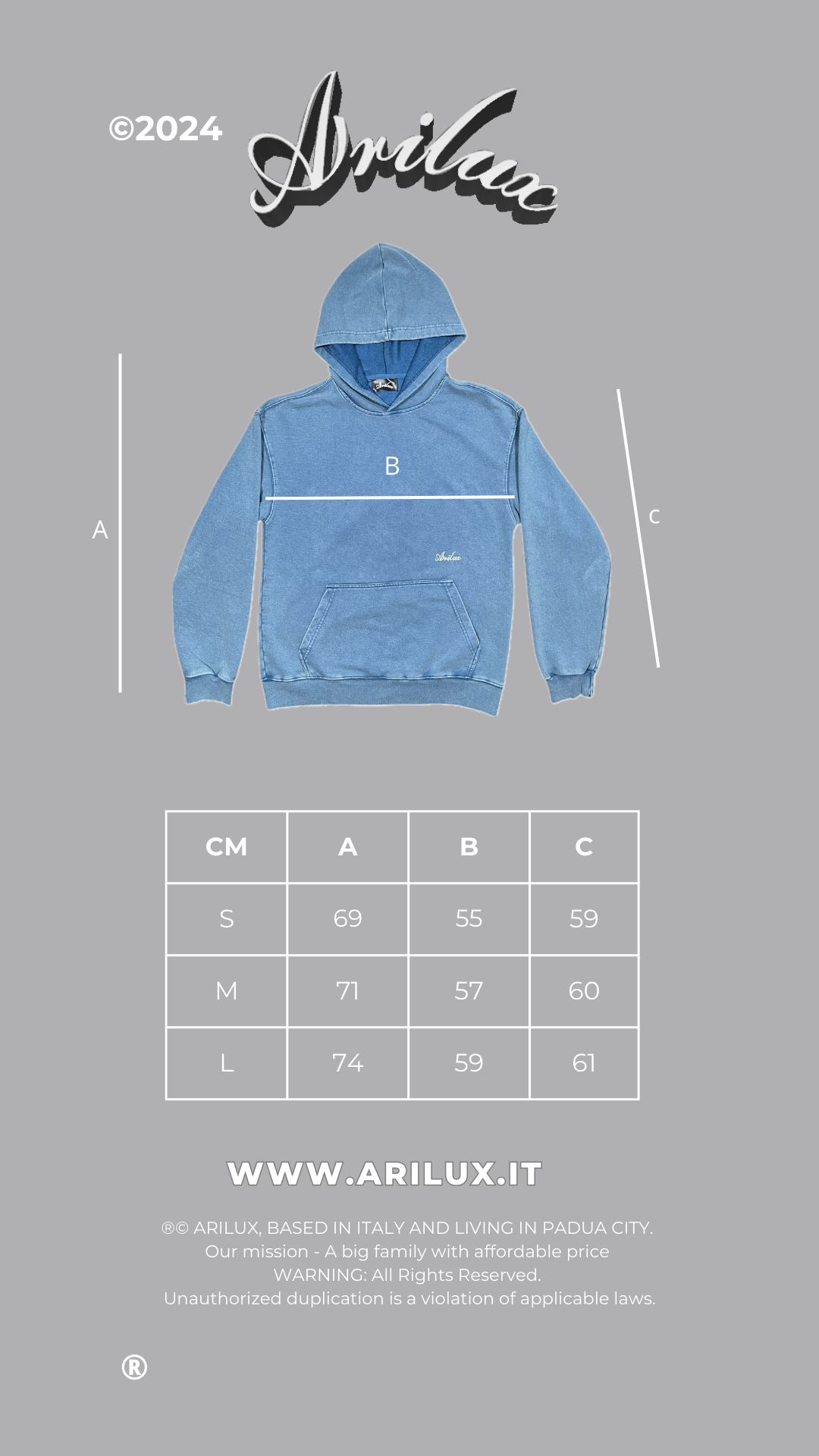 AR HOODIE FADE AZUR