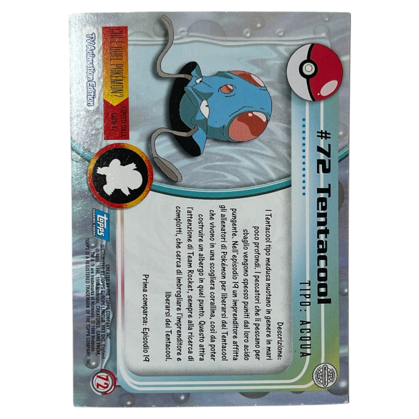 Pokemon Topps 1999 TENTACOOL Holo #72