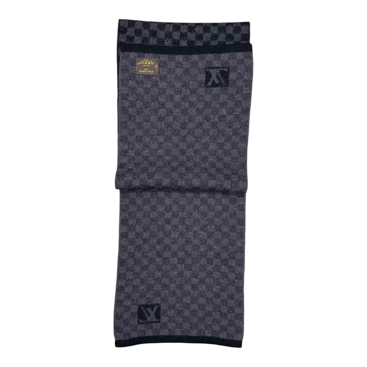 Louis vuitton sciarpa wool lana damier nera/grigia usata