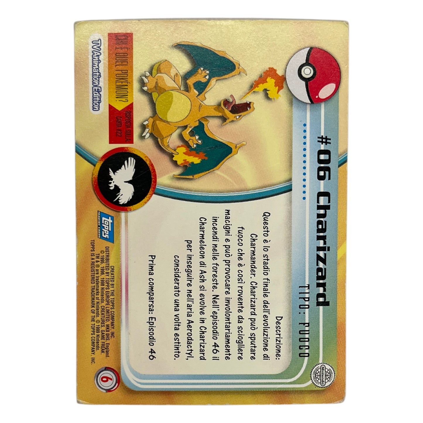 Pokemon Topps 1999 CHARIZARD holo #06