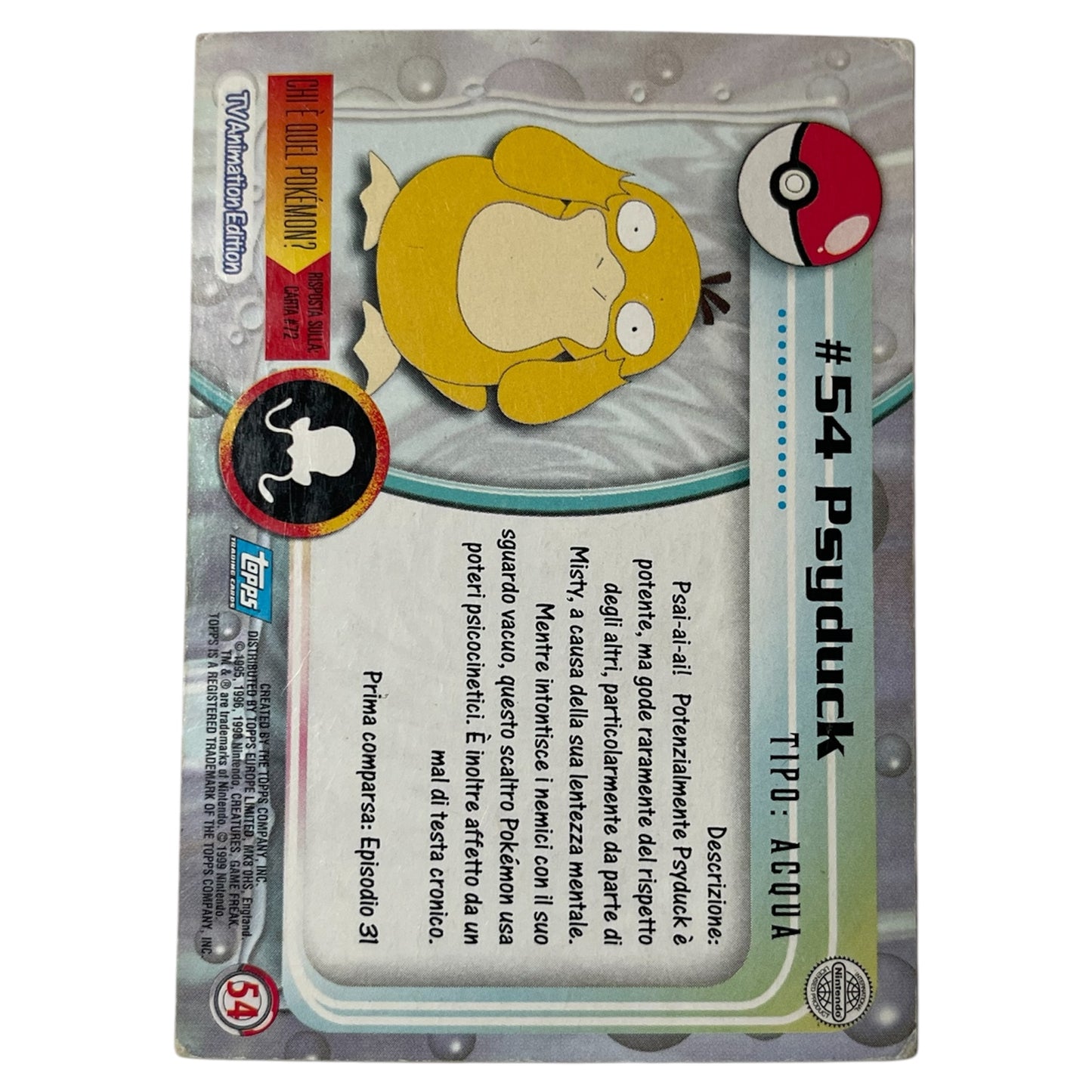 Pokemon Topps 1999 PSYDUCK holo #54