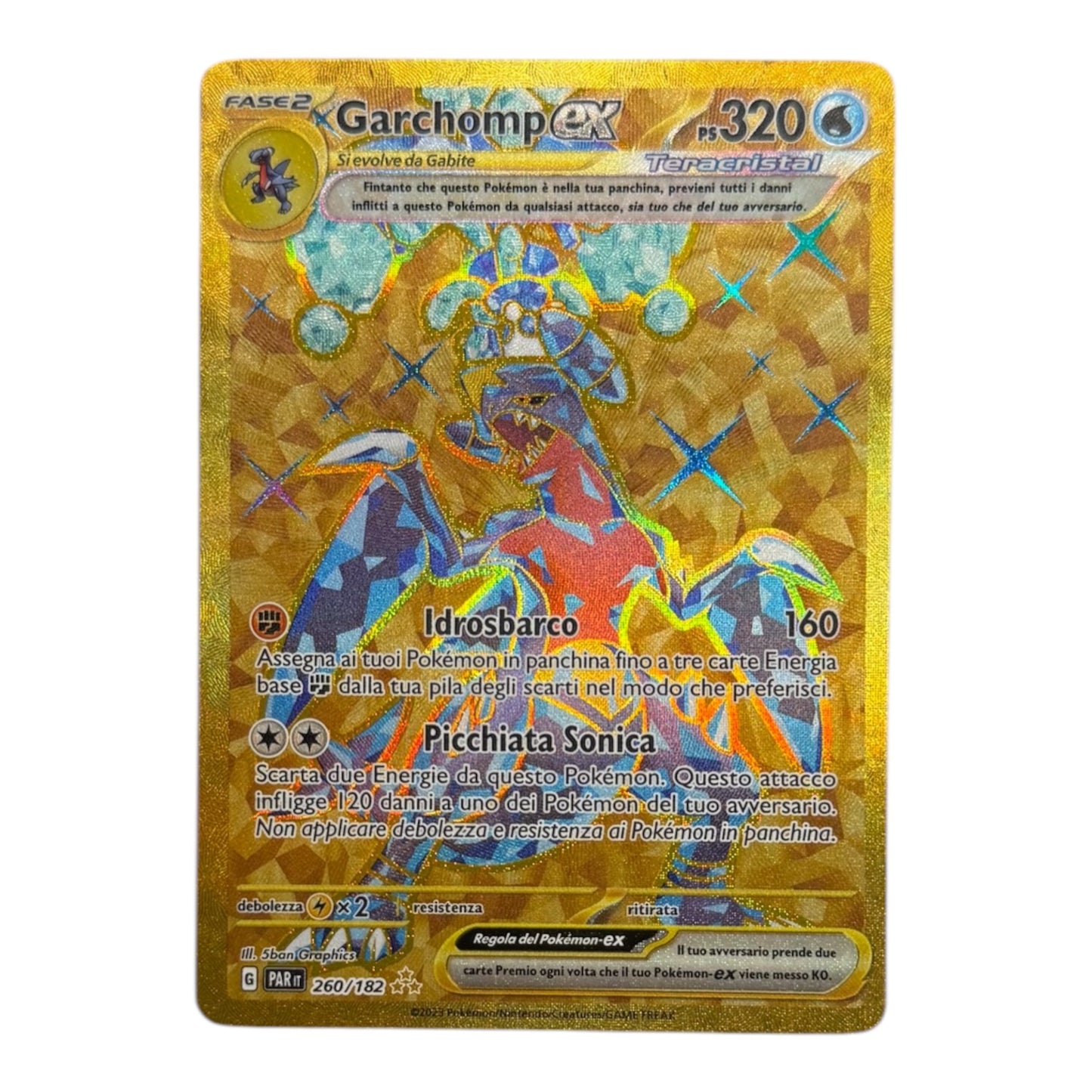 Pokèmon Garchomp Ex Teracristal Gold rara segreta 260-182 Holo IT