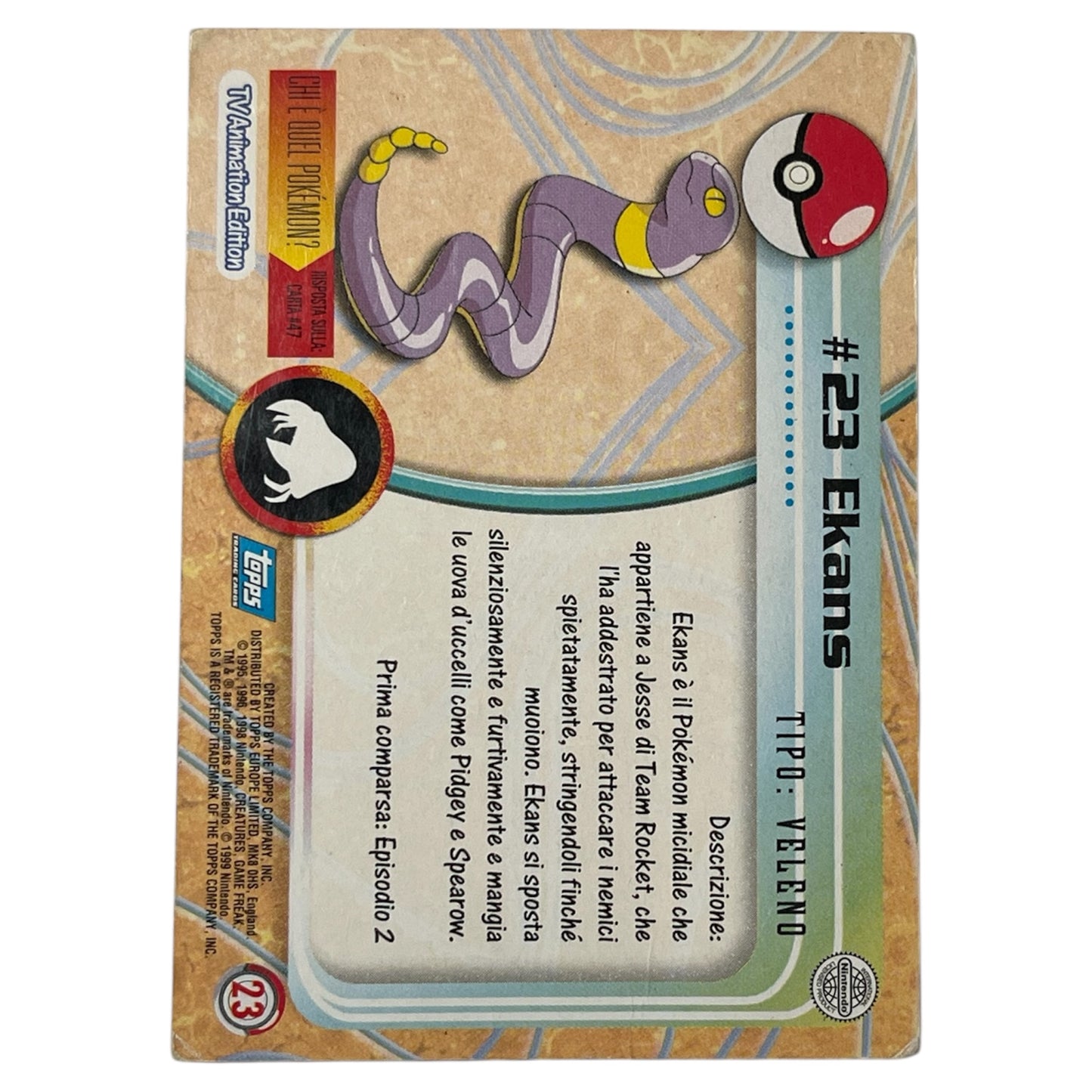 Pokemon Topps 1999 EKANS #23