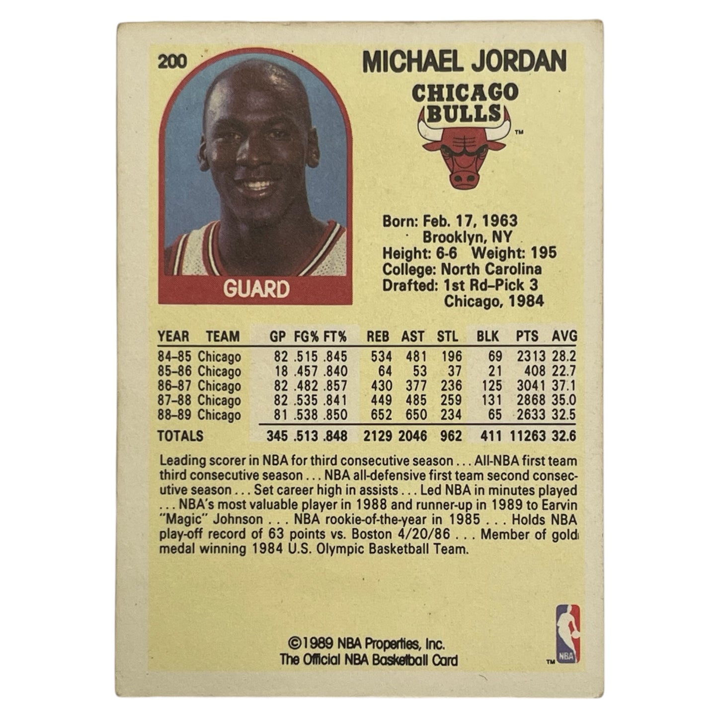 Michael Jordan Chicago Hoops 1989 #200