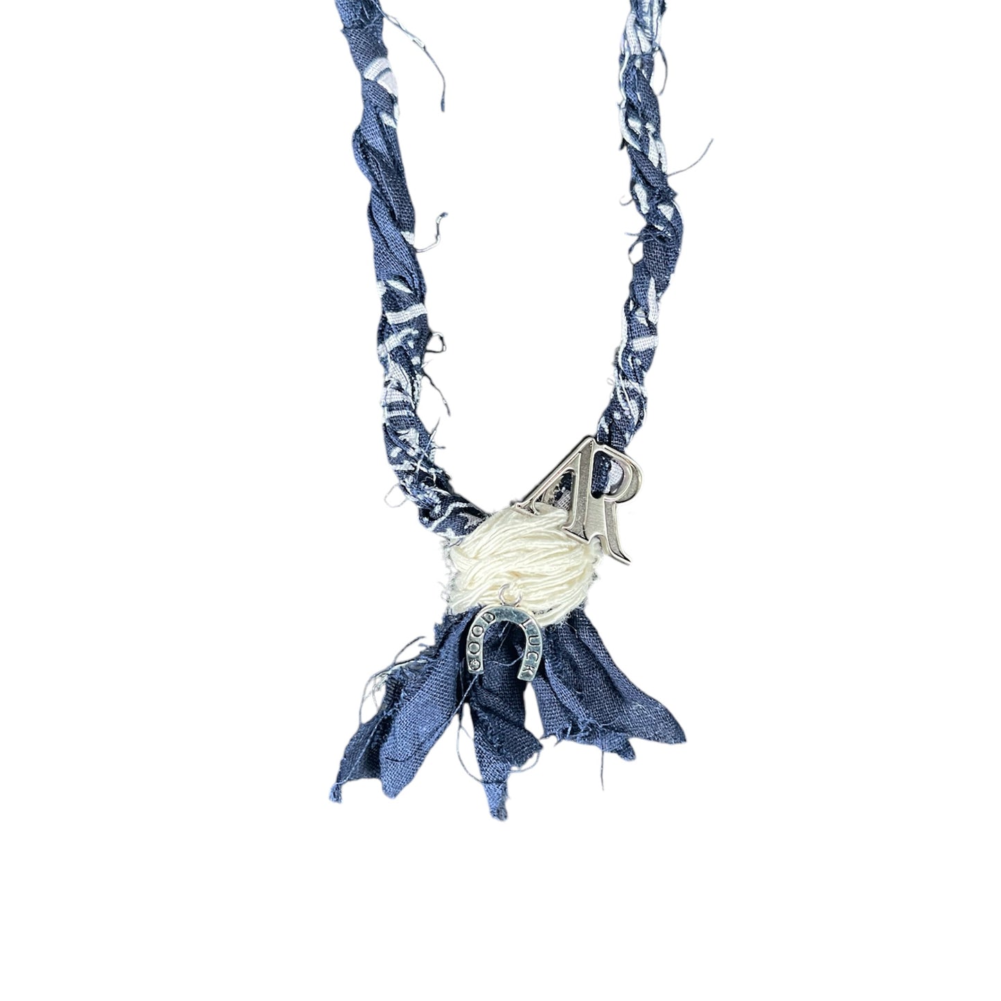 NECKLACE BLU BANDANA GOOD LUCK