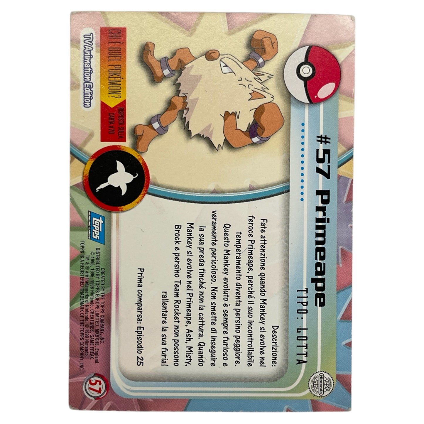 Pokemon Topps 1999 PRIMEAPE #57