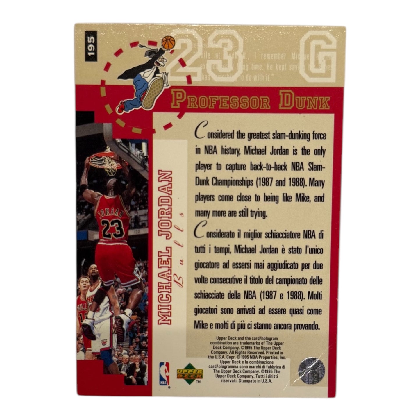 Michael Jordan Nba professor dunk Upper deck 1995 #195