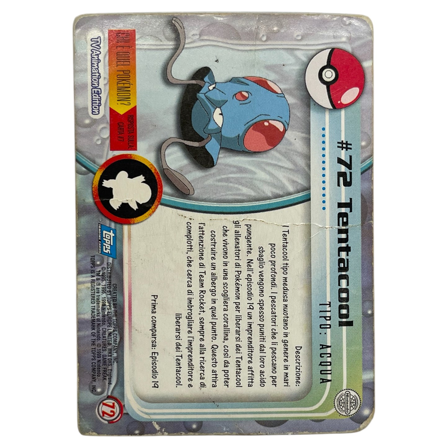 Pokemon Topps 1999 TENTACOOL #72