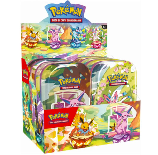 Pokèmon Evoluzioni Prismatiche Display 8 Tin sigillato nuovo IT