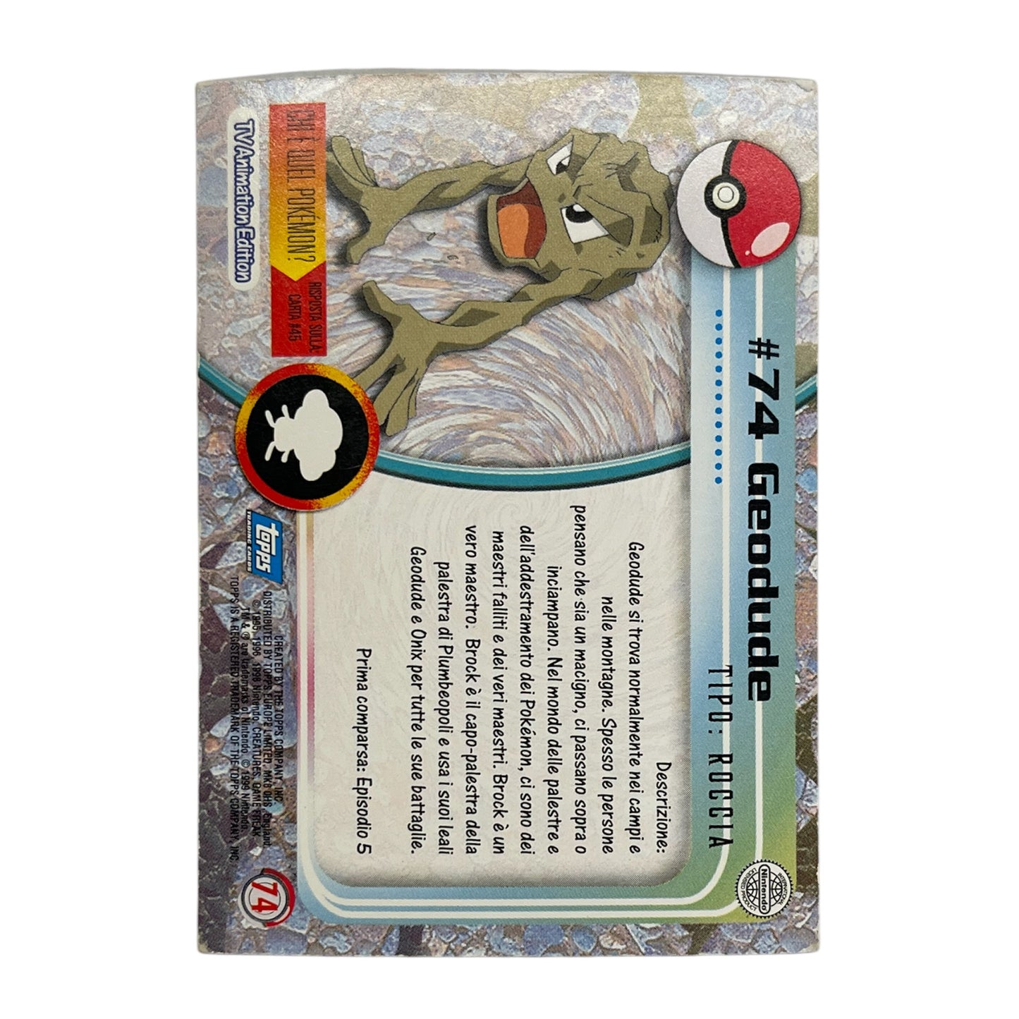 Pokemon Topps 1999 GEODUDE holo #74