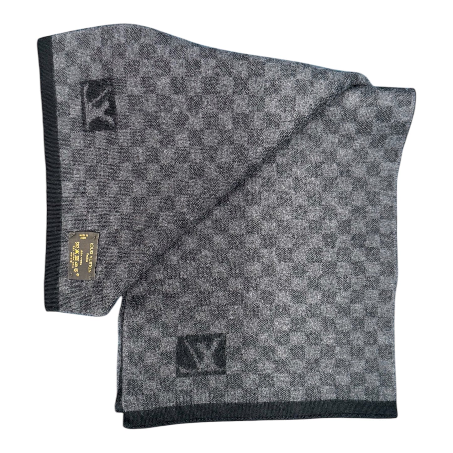 Louis vuitton sciarpa wool lana damier nera/grigia usata