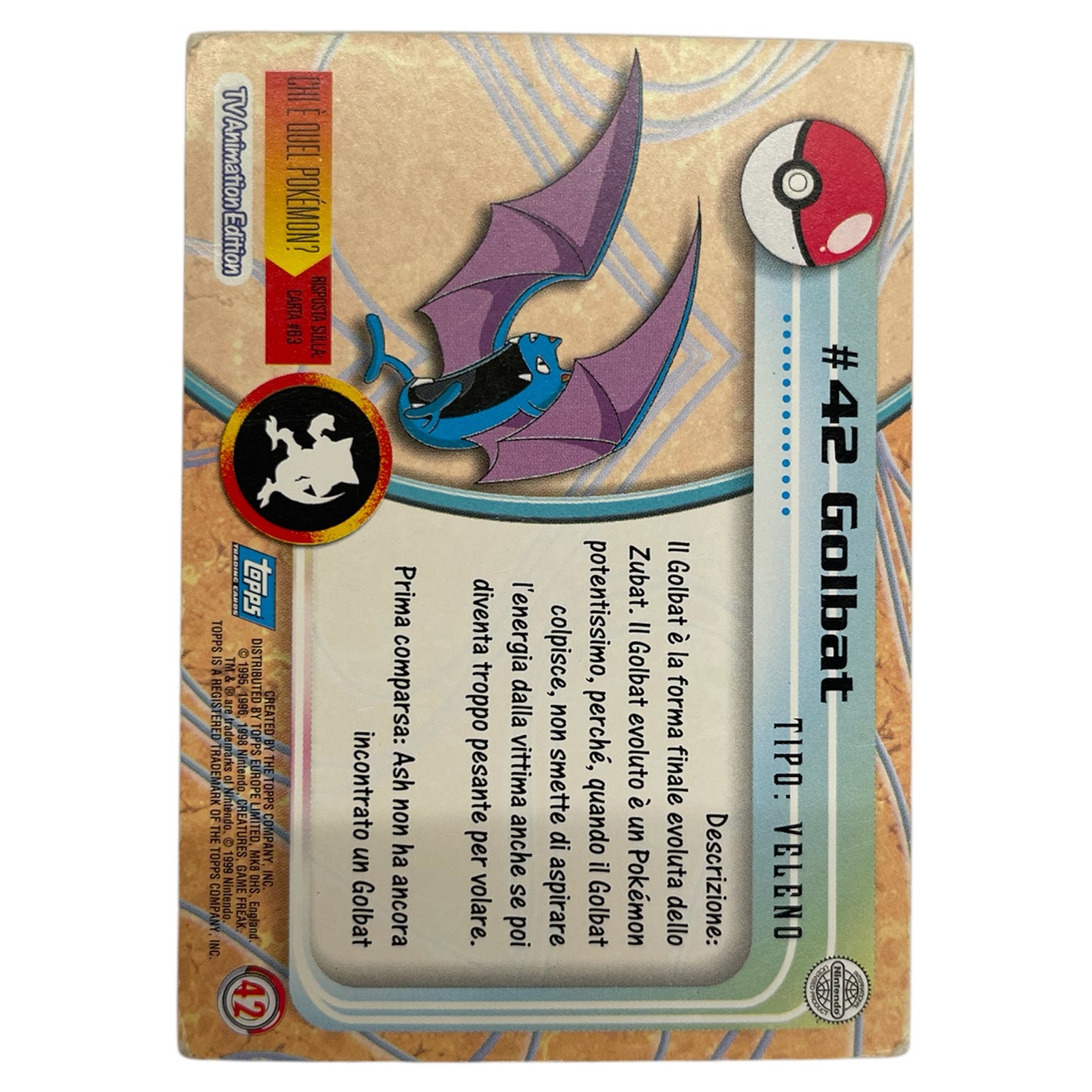 Pokemon Topps 1999 GOLBAT #42