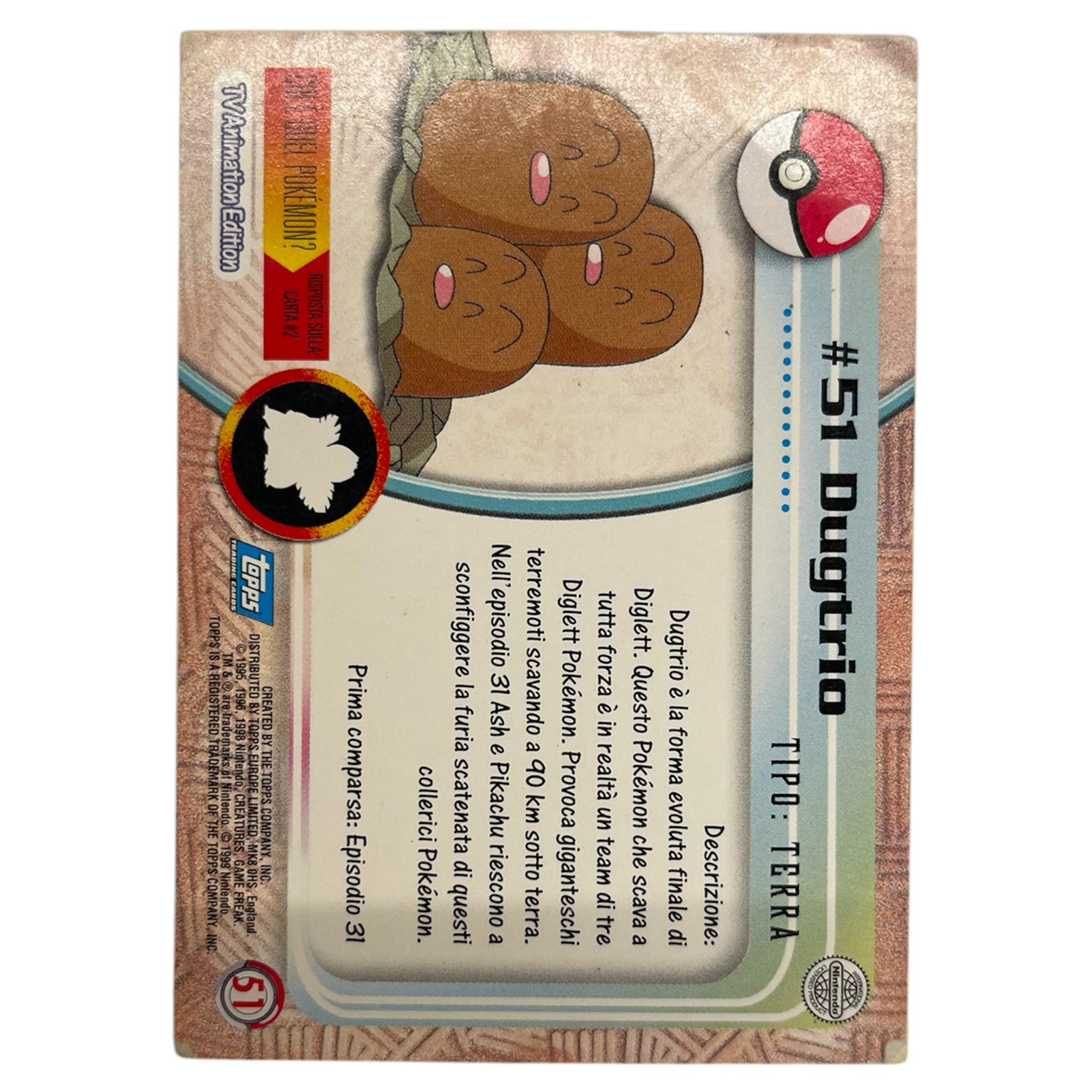 Pokemon Topps 1999 DUGTRIO #51