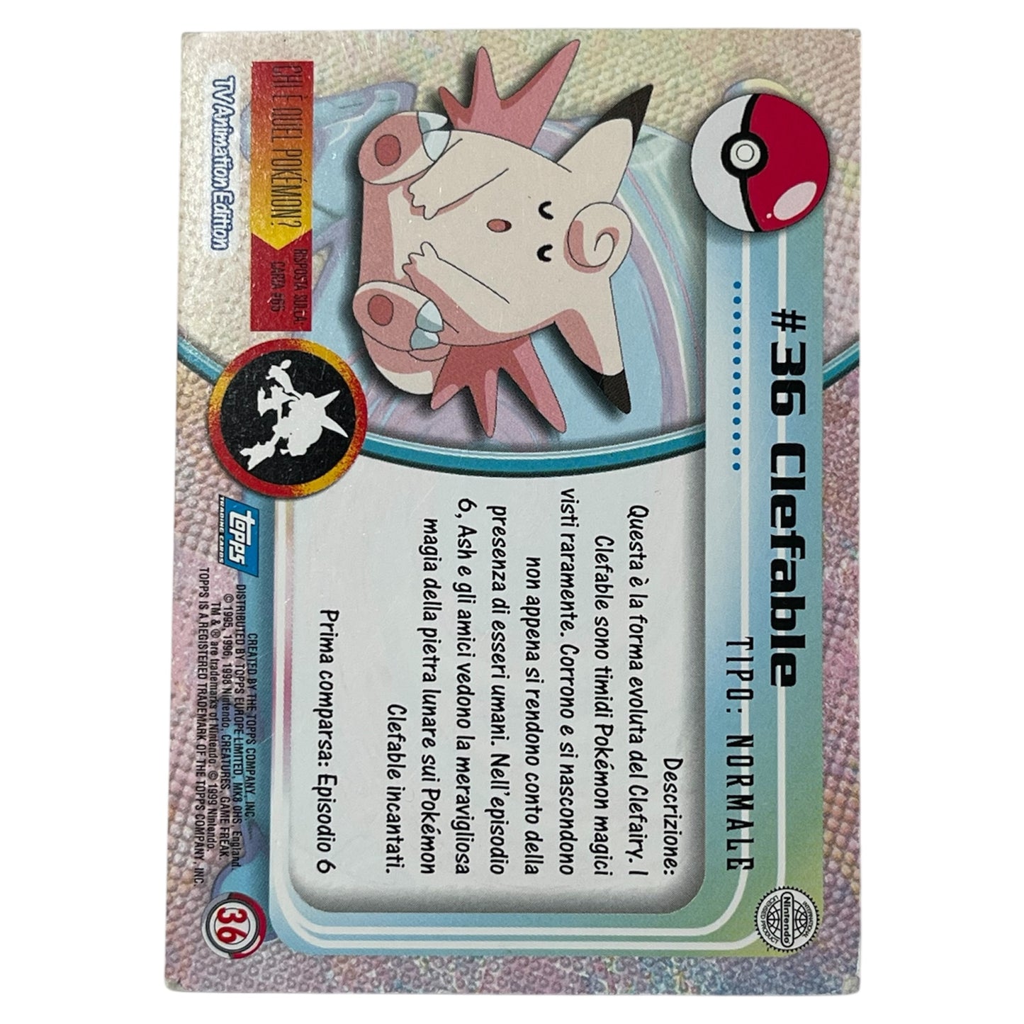 Pokemon Topps 1999 CLEFLABE #36