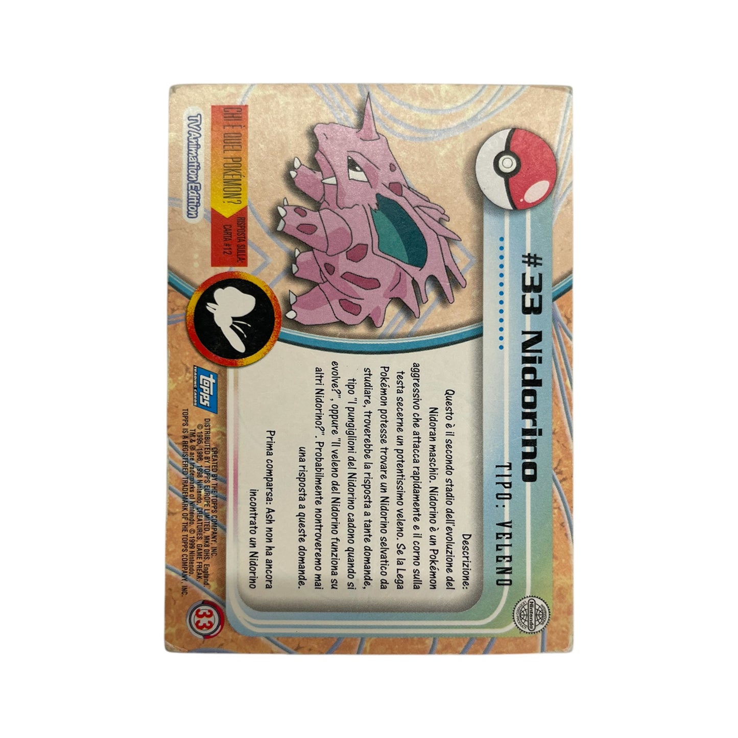 Pokemon Topps 1999 NIDORINO #33