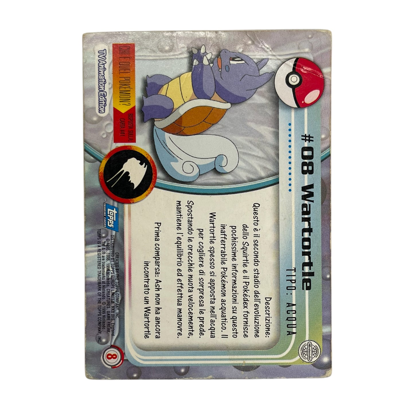 Pokemon Topps 1999 WARTORTLE #08