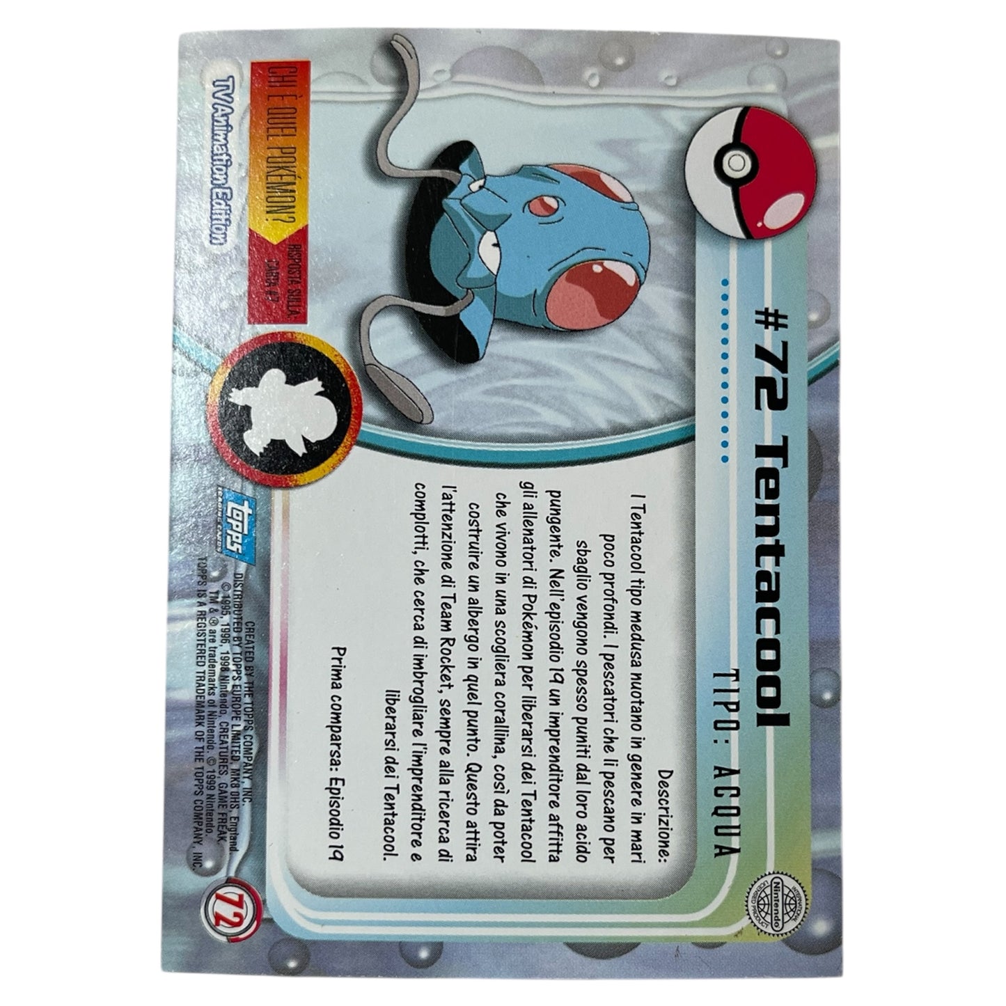 Pokemon Topps 1999 TENTACOOL #72