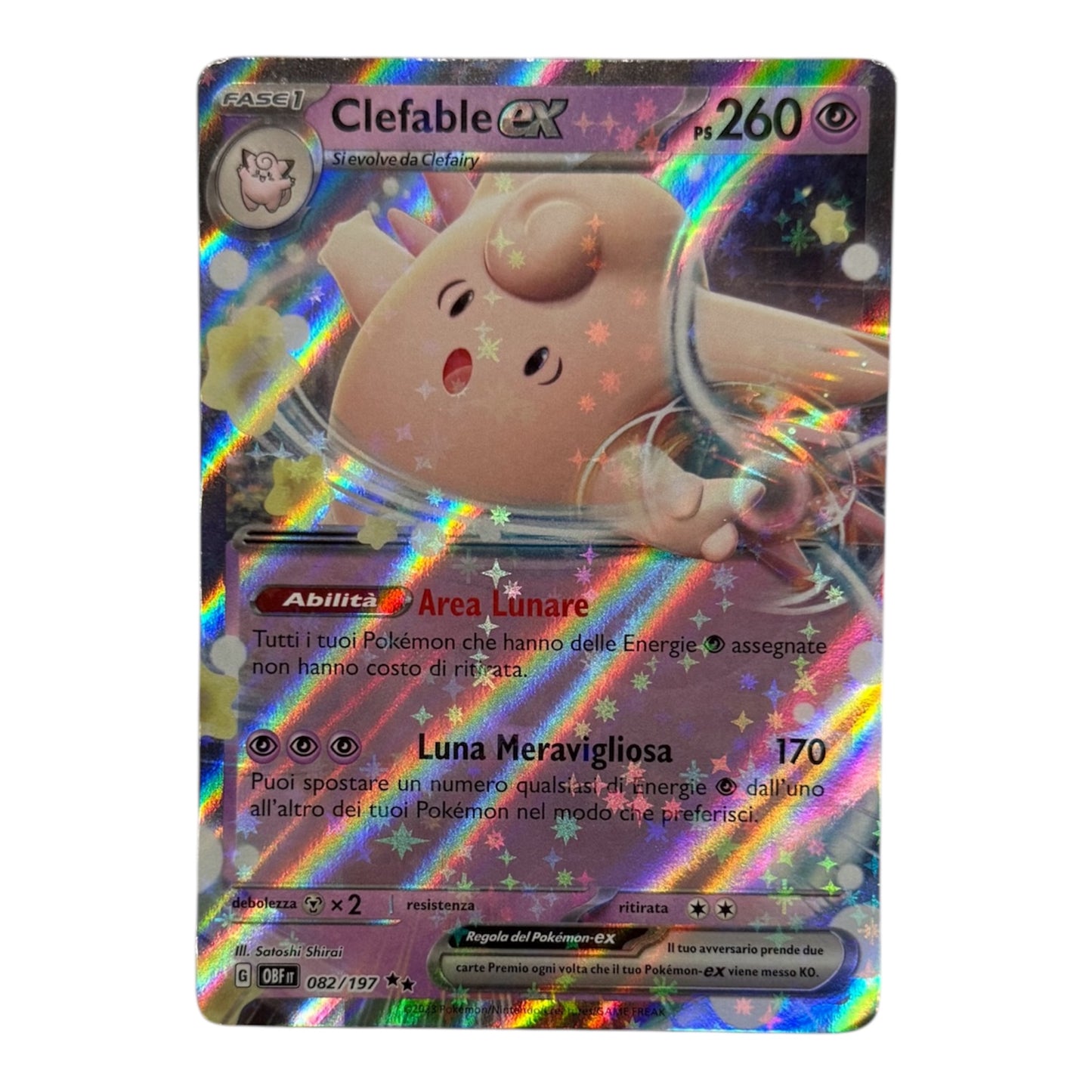 Pokèmon Clefable Ex Full art ossidiana infuocata 082-197 Holo IT