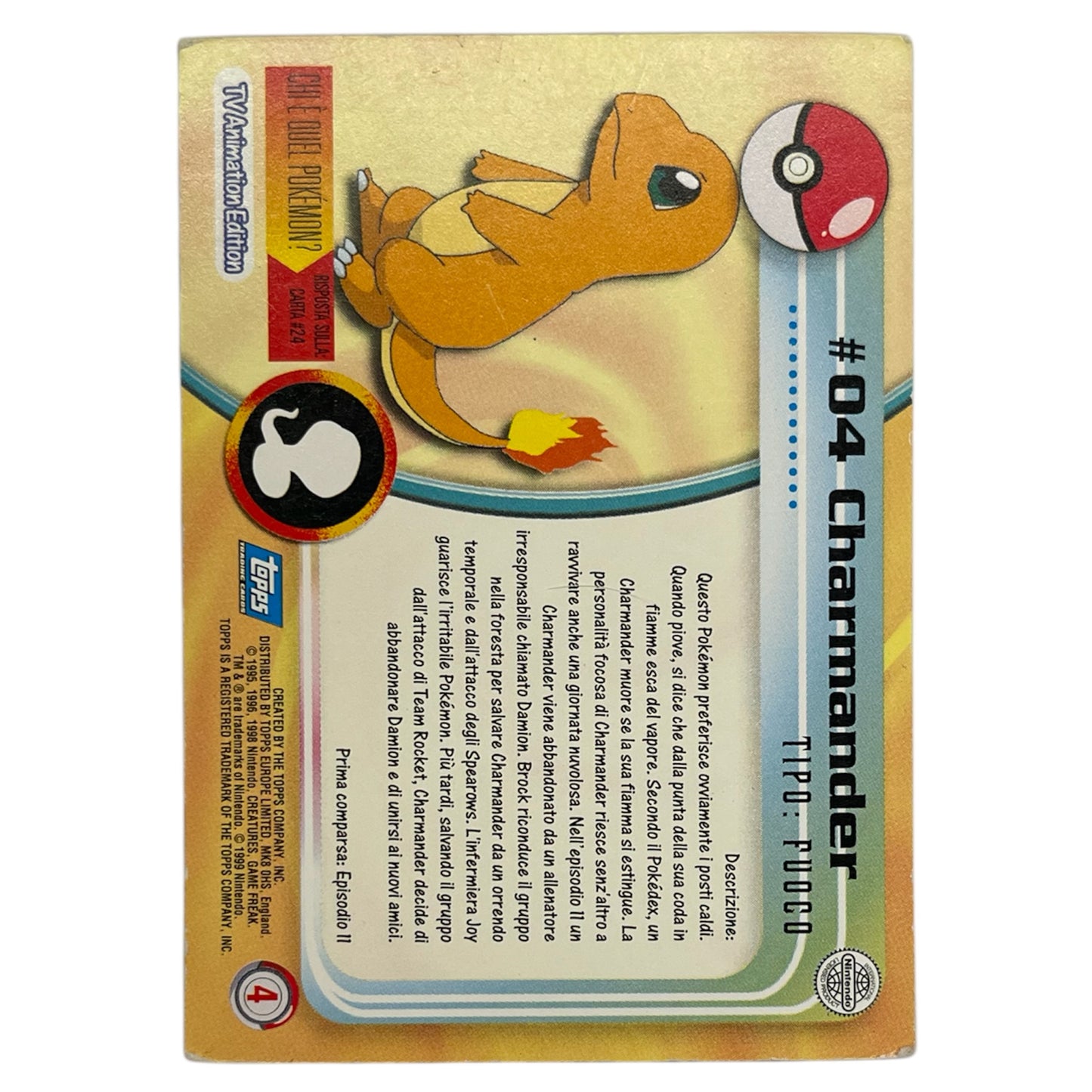 Pokemon Topps 1999 CHARMANDER holo #04