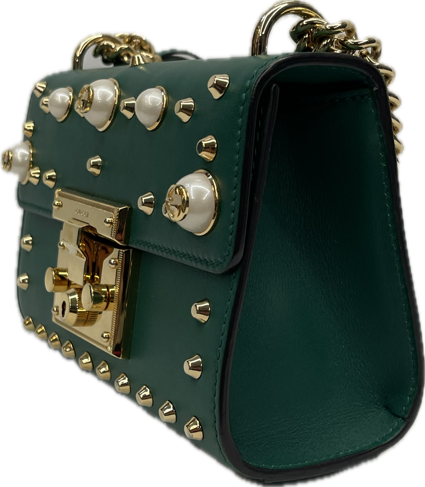 Gucci Padlock verde studded tracolla usata