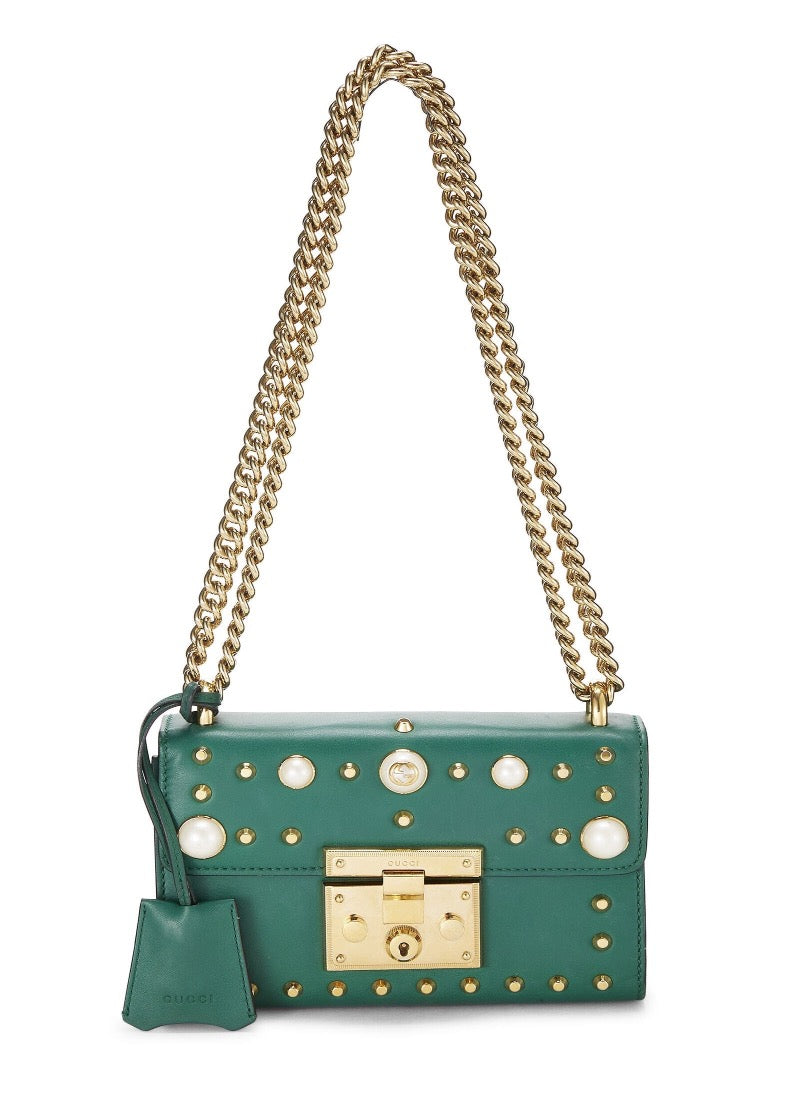 Gucci Padlock verde studded tracolla usata