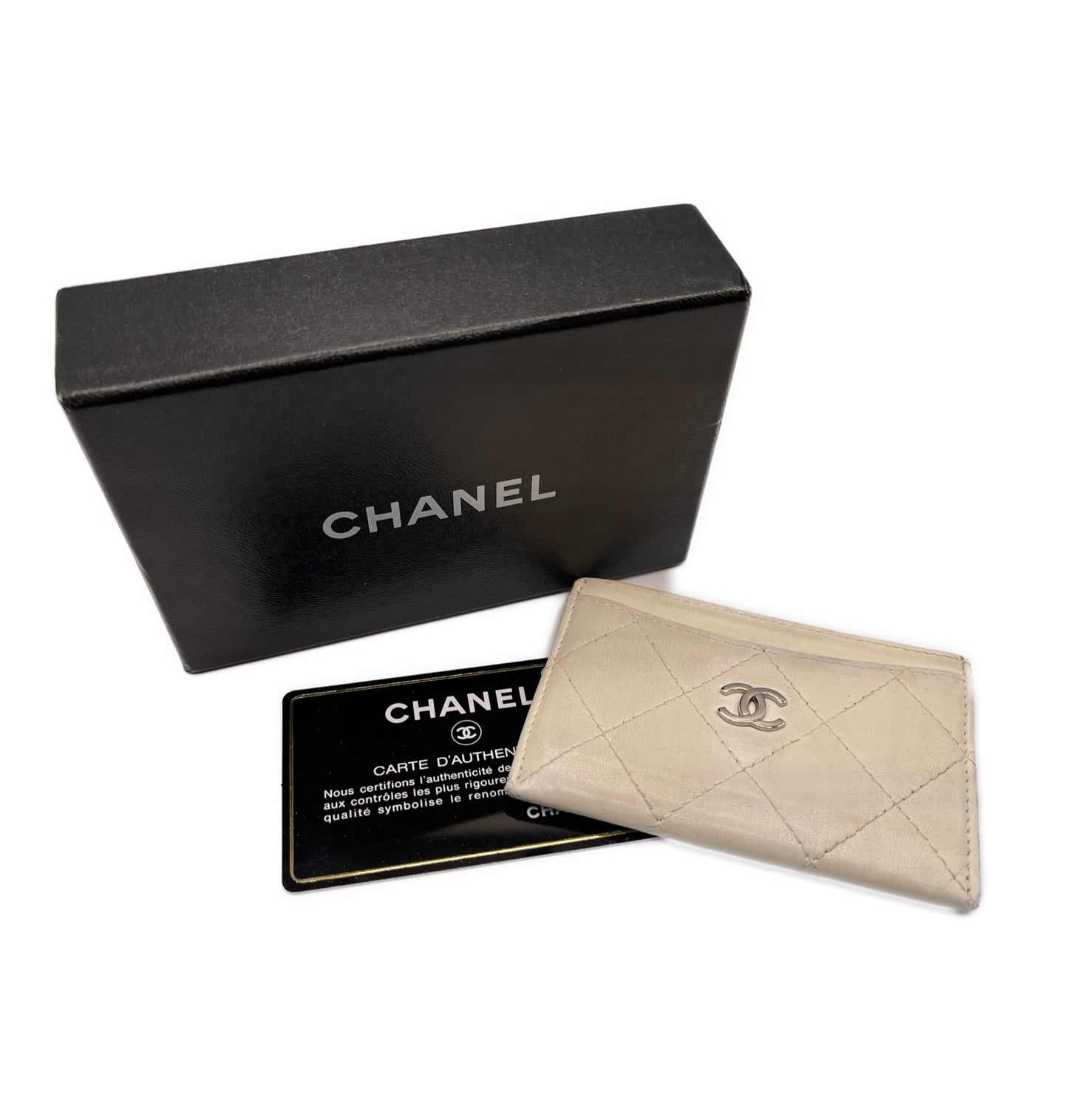 Chanel card holder porta carte bianco completo usato