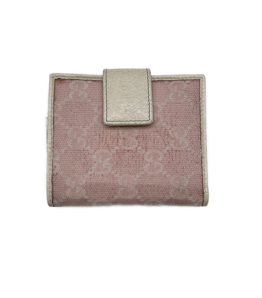 Gucci portafoglio mini rosa tessuto pelle usato